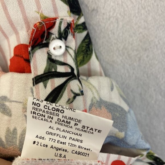 Grifflin Paris Shirt Dress Womens Medium Floral Long Sleeve Belted Roll Cuff - Picture 9 of 13